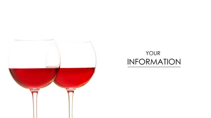 glasses of red wine on a white background isolated