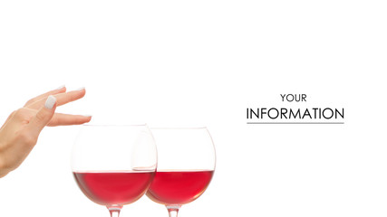 Female hand holding a glass of red wine on a white background isolation
