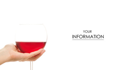 Female hand holding a glass of red wine on a white background isolation