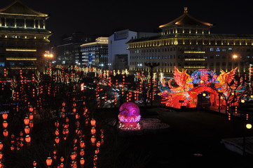 Obraz premium The city wall of xi 'an is a famous tourist attraction and ancient architecture.