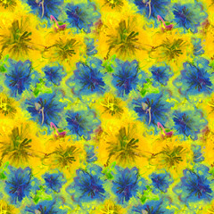 Floral Watercolor Pattern. Summer Vintage Flower Print. Modern Dress Design. Bud Repeating Wallpaper Design. Meadow Flowers Illustration. Spring Illustration for Textile. Exotic Flower. Hibiscus.