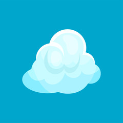 Small fluffy cloud in blue sky. Weather symbol. Flat vector element for mobile game or children book