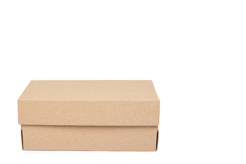 Brown cardboard box for packaging and delivery, isolated on white background, copy space template