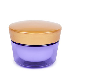 Clean cream bottle isolated on white background, copy space template