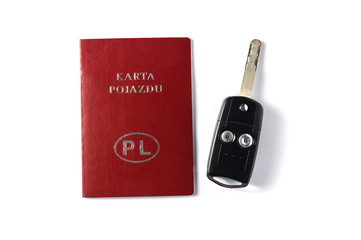 Karta pojazdu i kluczyk samochodowy.