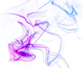 Colored smoke on white background