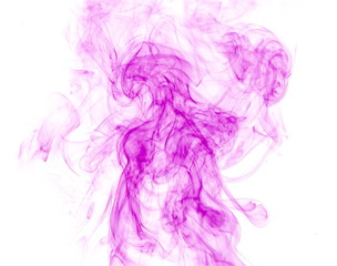 Purple smoke on white background
