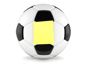 Soccer ball with blank yellow sticker