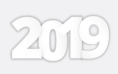 Happy 2019 new year. Vector paper illustration.EPS10
