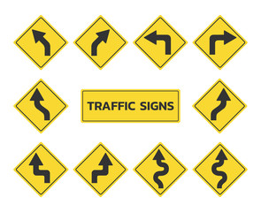 Traffic signs set, Road signs collection flat design