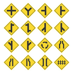 Traffic signs set, Road signs collection flat design