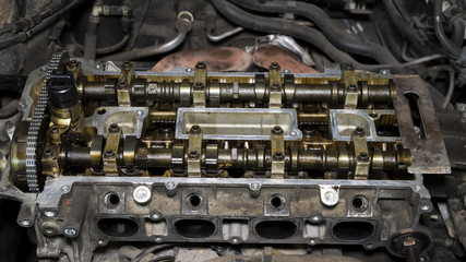 The disassembled car engine