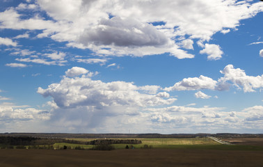 Fototapeta na wymiar Rural landscape with storm clouds, dramatic sky
