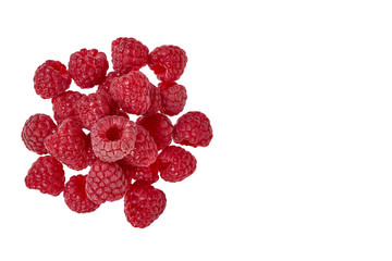 Organic fresh raspberry isolated on a white background, copy space template.