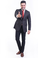 Businessman isolated in white background.