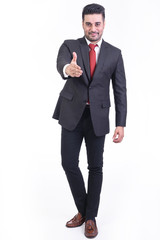 Businessman isolated in white background.