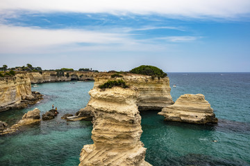 Obraz premium Faraglioni di Torre Sant Andrea, Puglia, Salento, Italy, Otranto