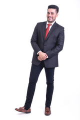 Businessman isolated in white background.