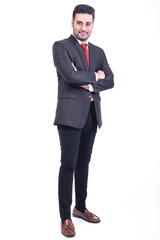 Businessman isolated in white background.