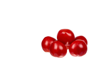 Fresh organic red tomato isolated on the white background, copy space template.