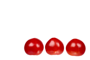 Fresh organic red tomato isolated on the white background, copy space template.