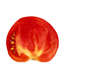 Fresh organic red tomato isolated on the white background, copy space template.