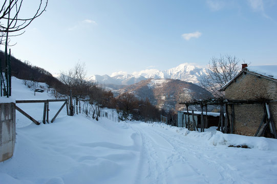 Mount Terminillo from Antrodoco site, Appennini, Italy 