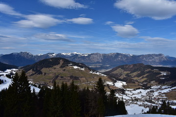 Overlooking an Austrian village in winter