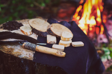 Magic items near the fire.