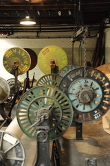 Clock Number old industrial equipment Macro metal 5