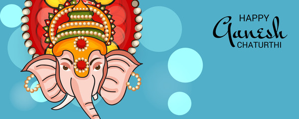 illustration of a Creative Card, Poster or Banner for Festival of Ganesh Chaturthi Celebration.