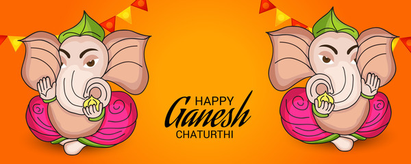 illustration of a Creative Card, Poster or Banner for Festival of Ganesh Chaturthi Celebration.