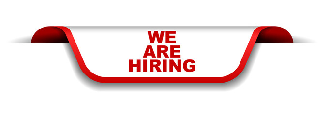 red and white banner we are hiring