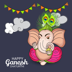 illustration of a Creative Card, Poster or Banner for Festival of Ganesh Chaturthi Celebration.