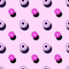 Seamless background pattern with a variety of colored floral motifs.