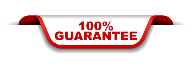 red and white banner 100% guarantee