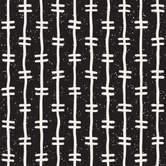 Fototapeta premium Hand drawn seamless pattern. Abstract geometric shapes background in black and white. Vector ethnic style texture.