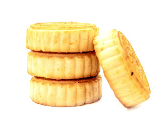 Mid-Autumn Festival pile of mooncakes isolated on white background