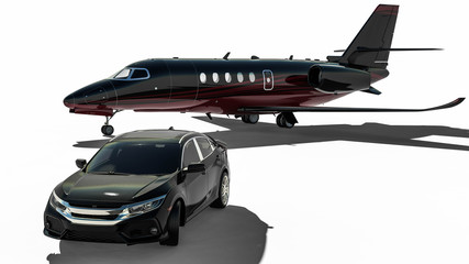 rich lifestyle transportation vehicles / 3D render image representing rich lifestyle transportation vehicles  