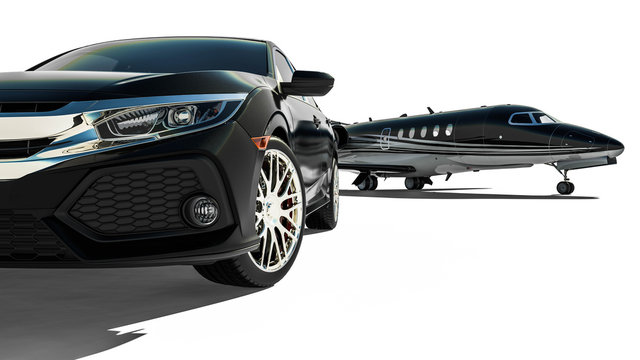 rich lifestyle transportation vehicles / 3D render image representing rich lifestyle transportation vehicles  