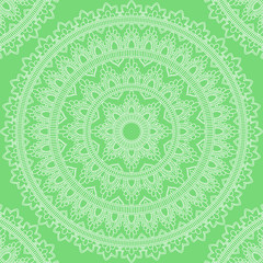 Seamless pattern with mandala ornament. Hand drawn vector illustration