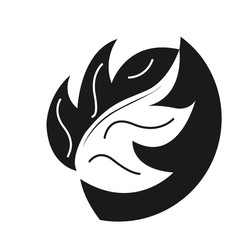 Leaf icon, on black and white color. Vector illustration.