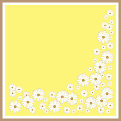 Abstract field of chamomiles for a card or lettering on a beige background