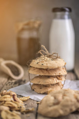 freshly baked cookies on rustic wooden table