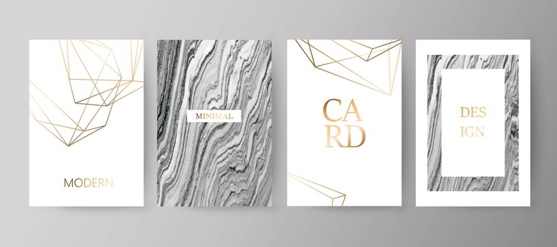 Set of modern elegant brochure, card, background, cover.Grey, black marble texture.