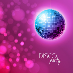 Fototapeta na wymiar Disco ball. Disco ball pink background