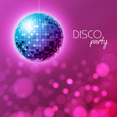 Disco ball. Disco ball pink background