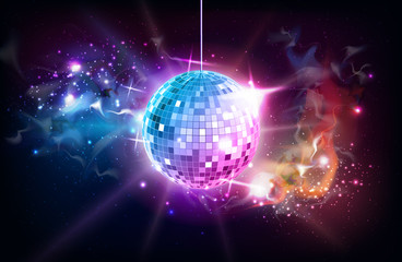 Disco ball. Disco ball on open space background