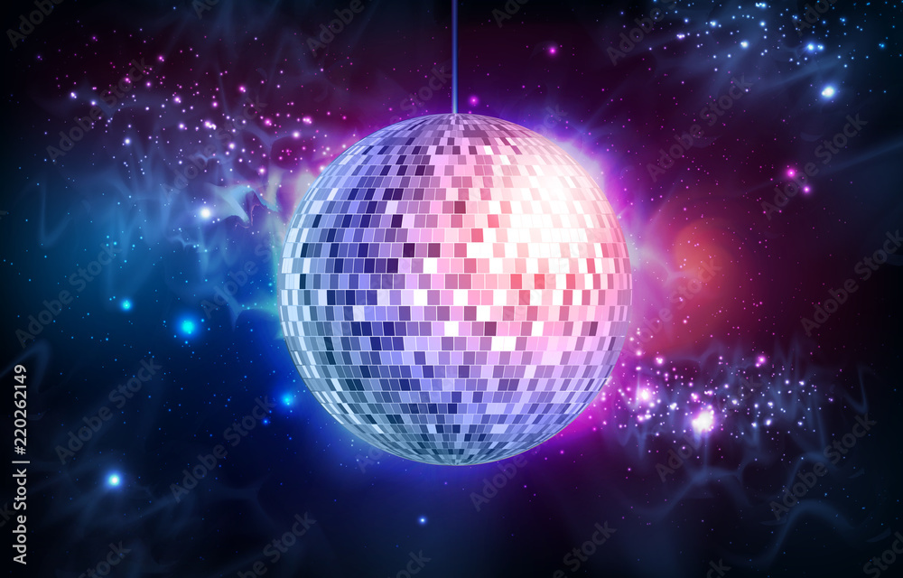 Canvas Prints disco ball. disco ball on open space background