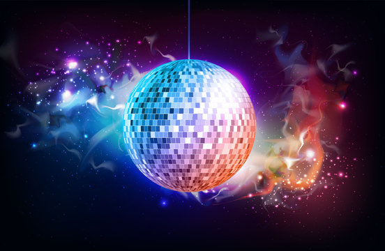 Disco ball. Disco ball on open space background